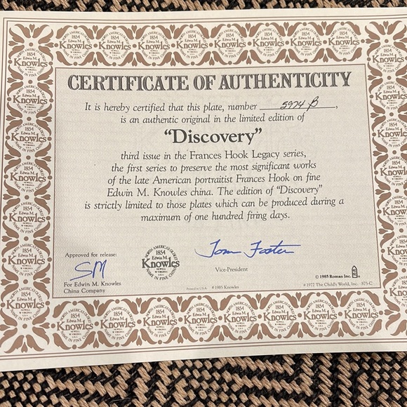 Discovery Third plate in the Frances Hook Legacy Series with Certification - Picture 3 of 7